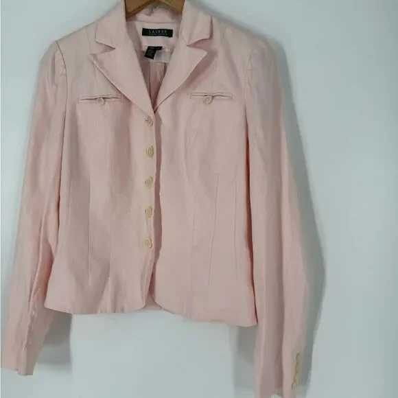 Lauren Ralph Lauren Linen Blazer in Light Pink | Size 6 - Picture 3 of 6